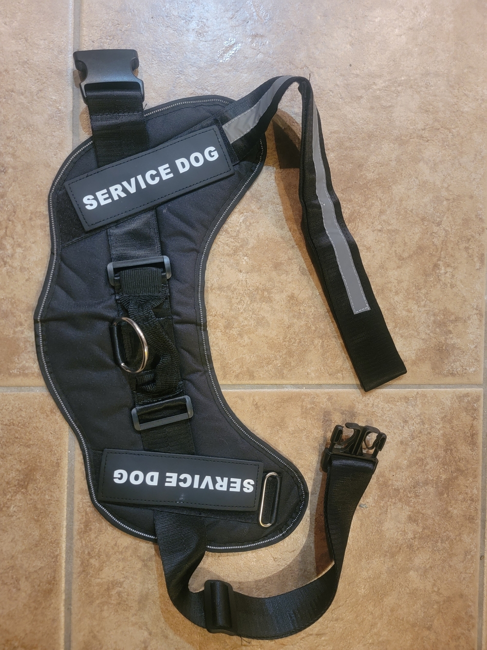 Black XXL Service Dog Vest with Reflective Strip